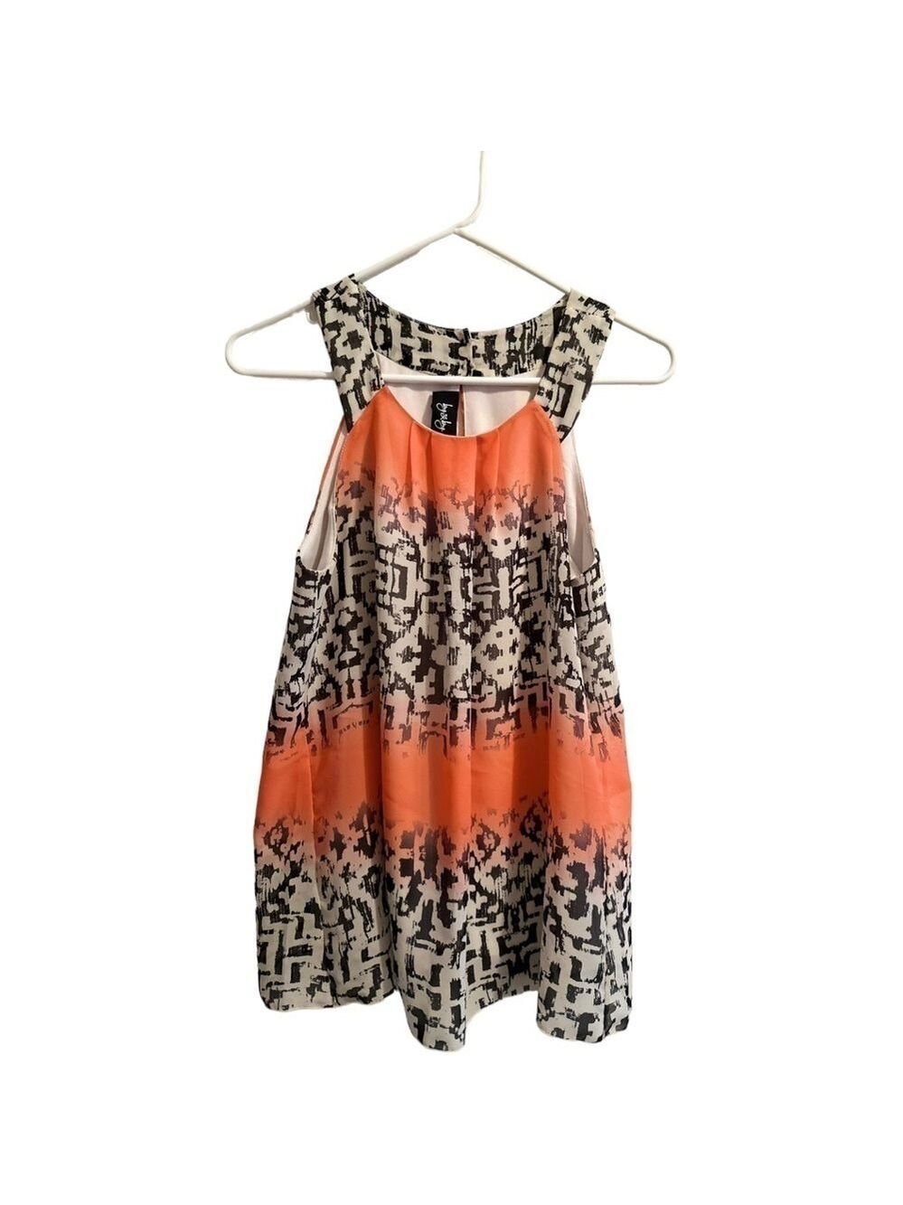By & By Bohemian Career Blouse Women’s Medium Sleeveless Soft Orange & Black
